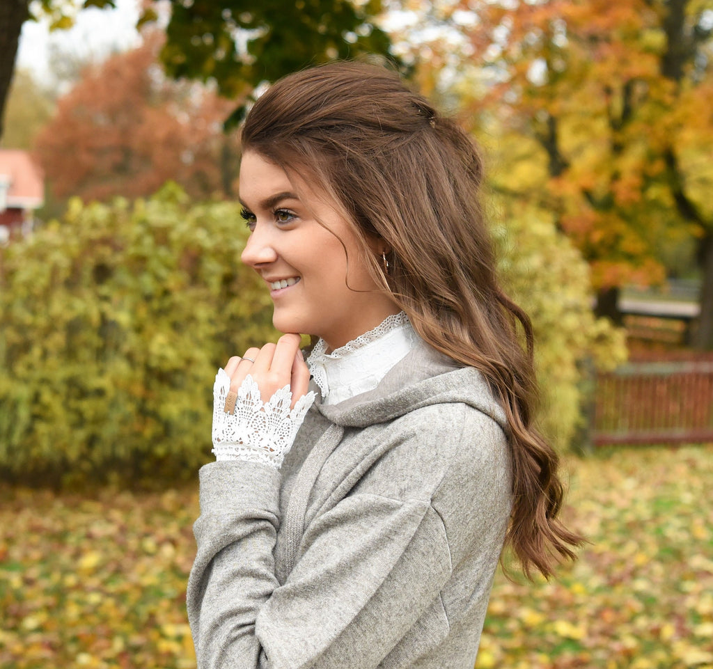 Krage spets hög vit